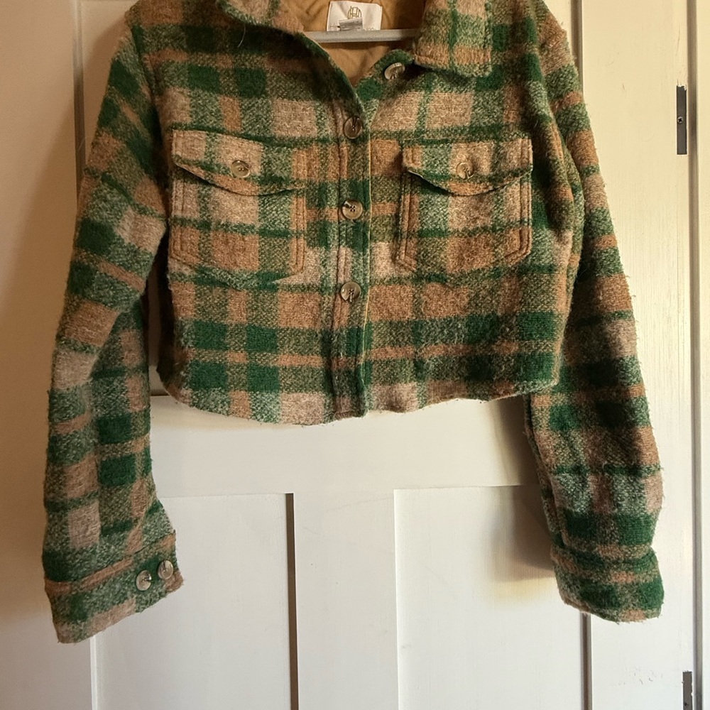 House of Harlow 1960 Tan and Green Jacket